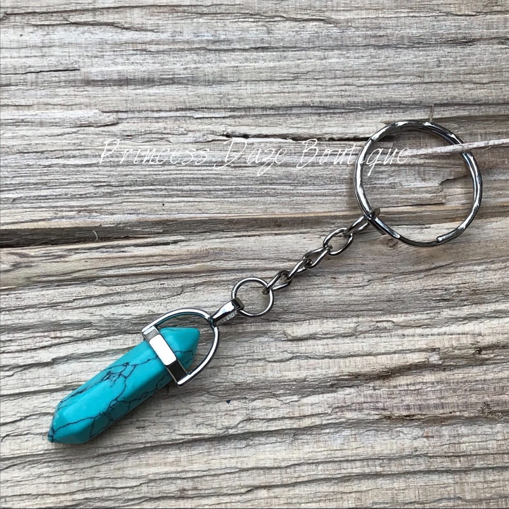 Turquoise Natural Stone Pendant Keychain